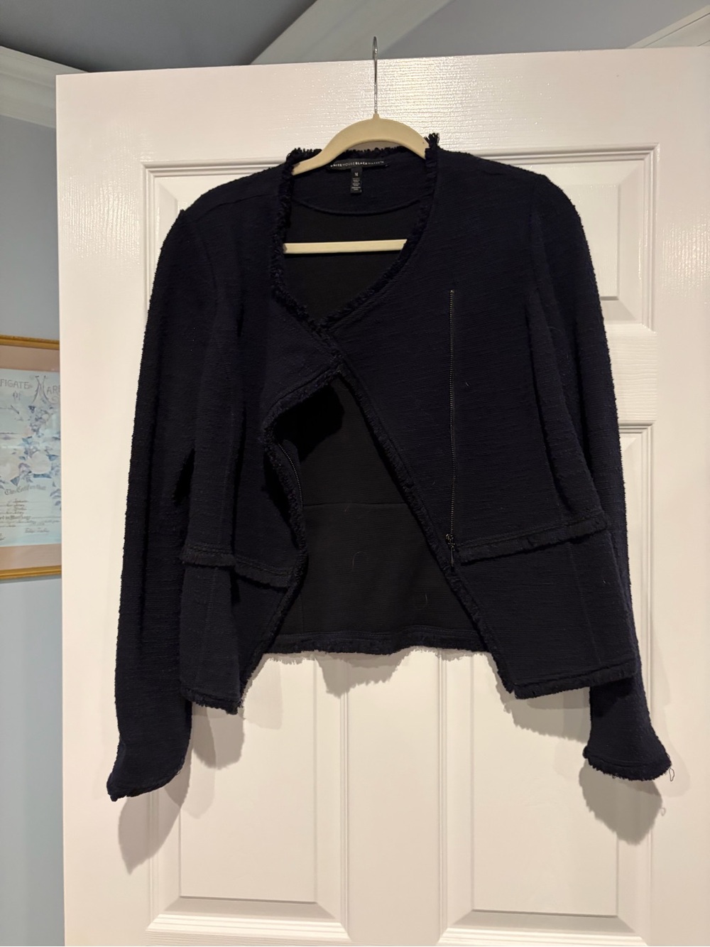 White House Black Market Black Textured Open-Front Blazer